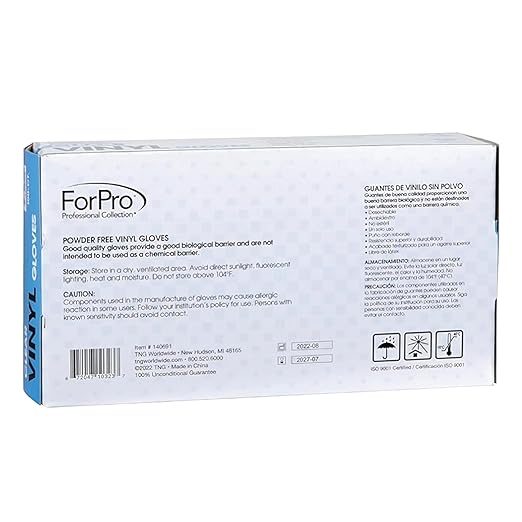 ForPro Disposable Vinyl Gloves, Clear, Industrial Grade, Powder-Free, Latex-Free, Non-Sterile, Food Safe, 2.75 Mil. Palm, 3.9 Mil. Fingers, Large, 100-Count