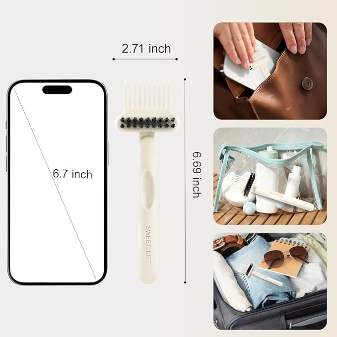 Boar Bristles Hair Brush for Women and Men, Detangling Hair Brush for Smoothing Massage Add Shine, Nylon&Boar Bristles Detangler brush for Hair Healthy (Cleaner-2PcsBlackWhite)
