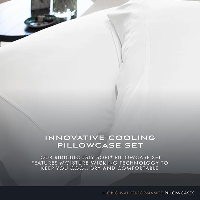 SHEEX Original Performance Cooling Pillowcases, Ultra-Soft Pillowcase Set, 2 Cooling Pillow Covers, Standard, Ecru