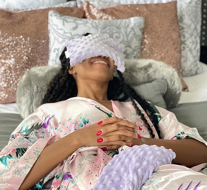 Lavender Eye Pillow Gifts for Women- Heated Eye Mask for Dry Eyes- Hot Eye Compress- Weighted Eye Mask for Sleeping, Yoga, Relaxation - Birthday Gifts for Mom