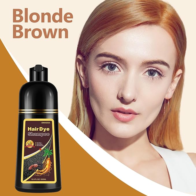 Instant Natural Brown Hair Color Shampoo - 3 in 1 for Gray Hair, 100% Coverage in 10-15 mins, Long Lasting, 16.9 Fl Oz