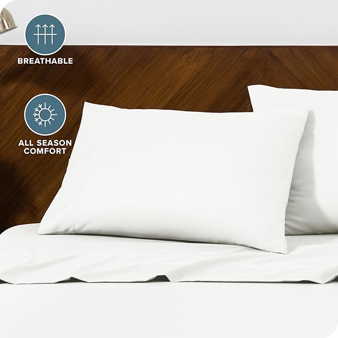 Bare Home Microfiber Pillow Cases - King Size 20x36 - Cooling Pillowcases - Double Brushed - Easy Care - Envelope Closure (King Pillowcase Set of 2, Cream)