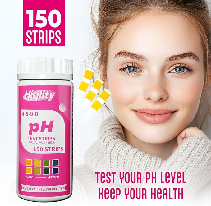 pH Test Strips – 150 Count – pH Range 4.5–9 – for Urine and Saliva – Litmus Paper, pH Paper for Women and Male, and pH Balance Testing,Home Use