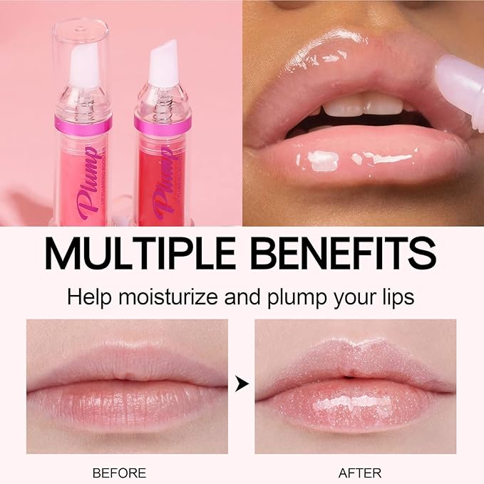 Lip Plumper Gloss,Natural Spicy Lip Plumping Booster Moisturizing Hydrating Lip Plumping Oil and Lip Care Serum for Women Girls(#2)