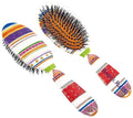 Rock & Ruddle Natural Mixed Boar Bristle Hair Brush for Women and Kids (Small/Travel Size 17.5cm) -Perfect for Wet or Dry Hair, Detangling Smoothing Blowdrying -Made in UK -Folio Society Stripe Design