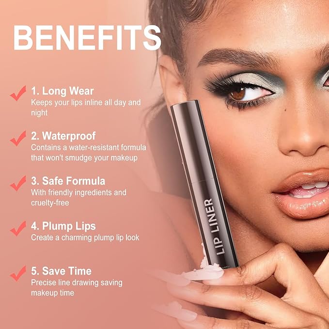 OETUIOW Lip Stain Long Lasting & Waterproof Lip Liner, Non-Stick Cup Highly Pigmented Natural Finish, Lip Gloss for All-Day Color Hold (Cocoa)