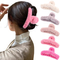 5PCS Large Claw Hair Clips for Thick Hair Big Fuzzy Hair Clips for Women Nonslip Strong Hold Hair Claw Clip (Pinks)