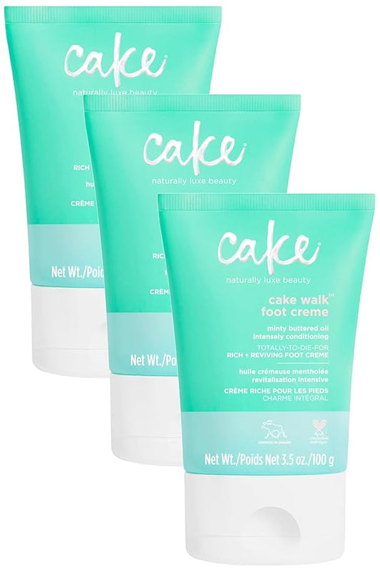 Cake Beauty Walk Triplemint Foot Crème, 3.4 Fluid Ounce (Pack of 3)