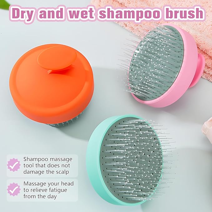 Portable Travel Scalp Cleansing Brush - Dual-Use Dry/Wet Exfoliator Removes Dandruff&Buildup,Suitable for Both Men&Women.Orange-red