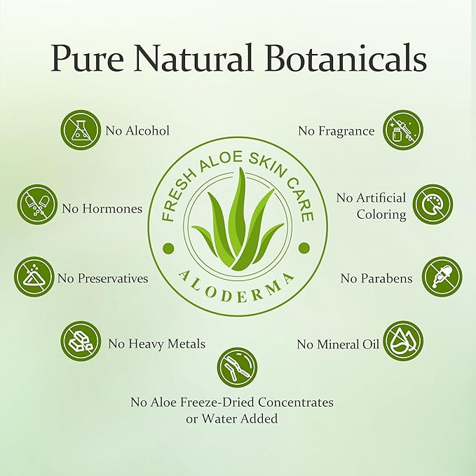 Aloderma Organic Aloe Vera Gel for Face Made within 12 Hours of Harvest, 96% Pure Aloe Vera Gel for Skin, Scalp, & Hair, Soothing Aloe Face Moisturizer, Multipurpose, Hydrating Aloe Gel, 7oz, 3-Pack