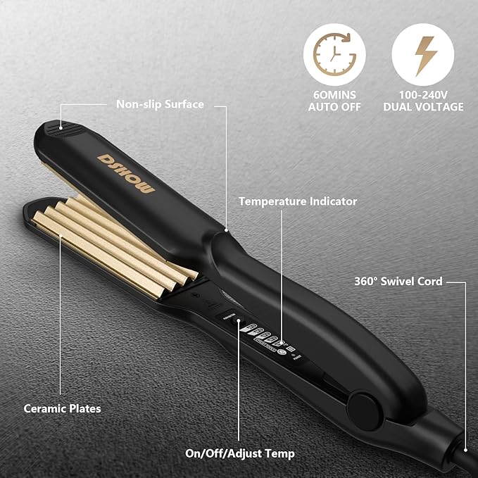 Crimping Iron Hair Crimper for Hair DSHOW Hair Waver Volumizing Crimper with Titanium Ceramic Plates Styling Tools for Women Girls