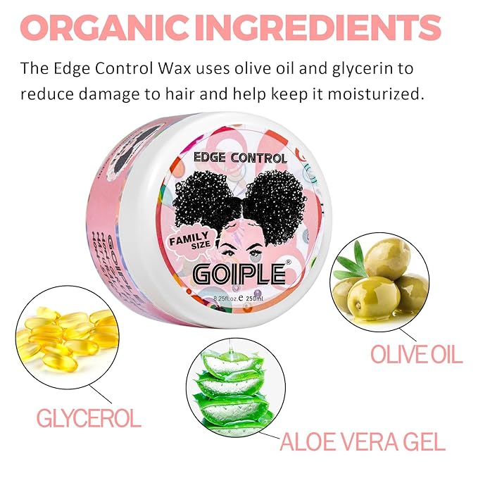 8.25 OZ Edge Control Wax for Women Strong Hold Non-greasy Edge Smoother, Edge Control for Back Hair Extreme Hold Pack, Hair Gel for All Hair Types, No Flaking, Extra Hold Water-based Edge Stay Gel Set