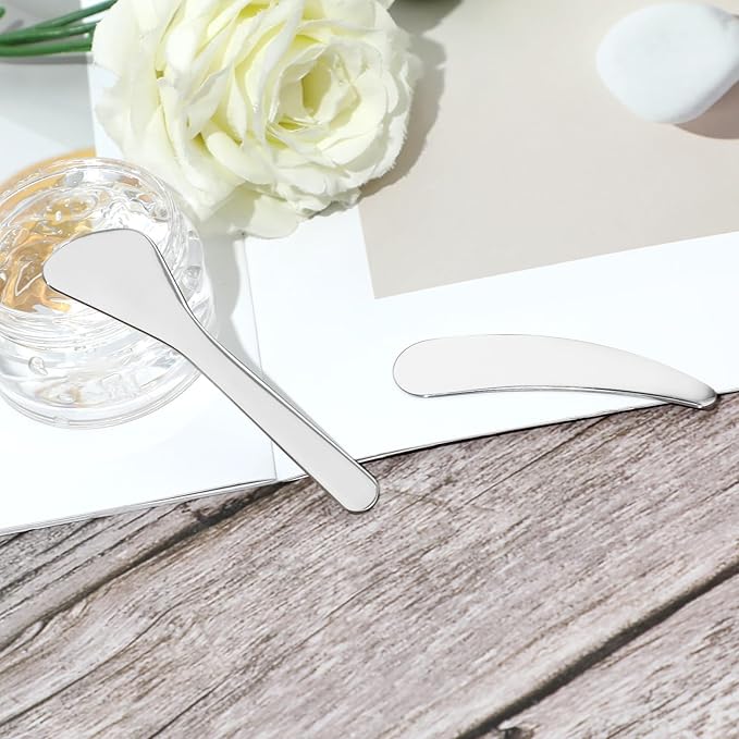 2Pcs Cosmetic Spatula Reusable Facial Massage Spatula Practical Mini Makeup Eye Cream Applicator Multi-functional Beauty Face Skincare Spoon for Mixing Sampling Lotions Moisturizers Accessories