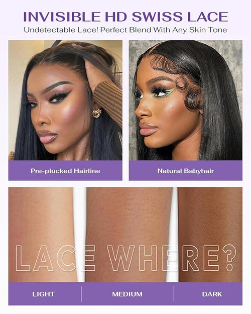 13x6 SKINLIKE Real HD Lace Frontal Wig, 180% Density Ultra-fitted 0.10mm Thin Invisible HD Lace Wig Pre-plucked Hairline Bleached Knots Virgin Human Hair Wigs Body Wave 28 Inch
