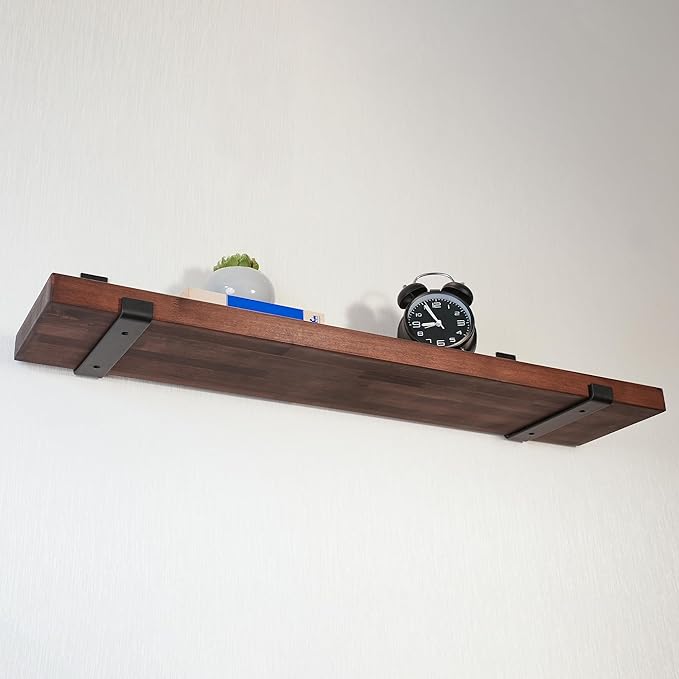 CONSDAN Floating Shelf for Wall Mounted Book Shelf Hanging Shelves Floating Bookshelf for Bedroom, Bathroom, Living Room, Kitchen USA Grown Solid Hardwood, Dark Maple 36x7.5x1.5 in