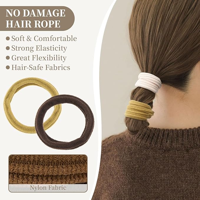 10 Pcs No Damage Hair Ties Thick Hair Elastic Rubber Bands Hair Accessories Scrunchies Seamless for Women
