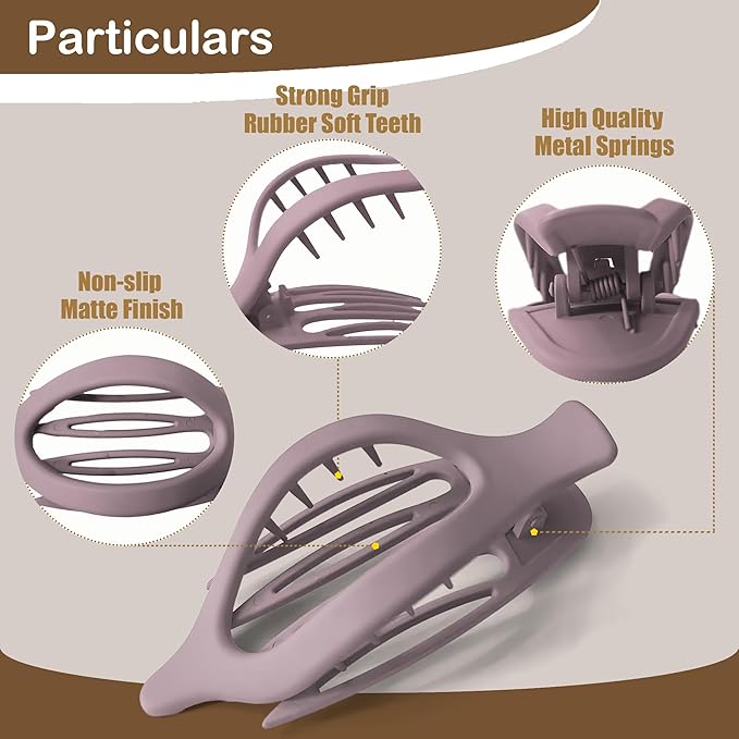 Big Hair Claw Clips 6-Pack 4.7" Non-Slip Hair for Women and Girls with Long, Thick Hair Jelly & Matte Clips (Duckbill-B 6pcs 4.7")