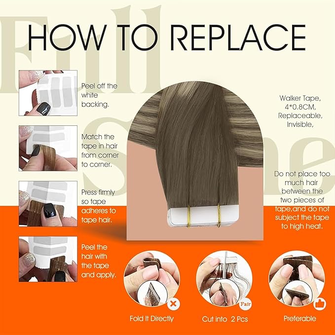 Full Shine Human Hair Extensions Tape in Color 7/1000/7 Balayage Blonde Seamless Tape in Hair Extensions Double Sided Tapes 18 Inch Glue in Human Hair 50Gram Remy Hair Extension Real Human Hair 20Pcs