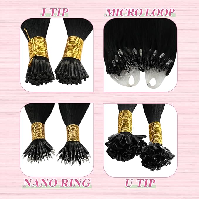 YoungSee U Tip Hair Extensions Black 24 Inch Utip Hair Extensions Human Hair Jet Black U Tips Hair Extension Real Human Hair Keratin Fusion Hair Extension for Long Hair 1g/s 50 Strands