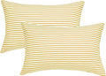 JELLYMONI 100% Natural Cotton Striped Queen Pillowcases Set, 2 Pack White and Yellow Stripes Pattern Printed Pillow Covers with Envelope Closure(Pillows are not Included)