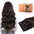 DOORES Seamless Clip-in Real Human Hair Extensions, Dark Brown 7pcs 110g 18 Inch, Invisi Edge Straight Hair