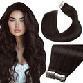 LaaVoo Tape in Hair Extensions Darkest Brown Tape on Extensions Invisible Tape in Hair Extensions Human Hair Soft Straight Hair 14Inch 40pcs 100g