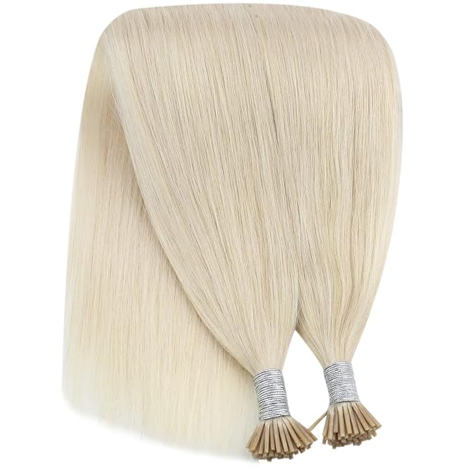 YoungSee I Tip Extensions Blonde Itip Human Hair Extensions Platinum Blonde 24 Inch 50s 50g Human Hair I Tip Extension for Long Straight Hair I Tip Human Hair Extension