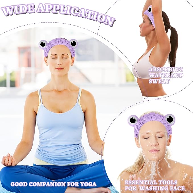 Jowmoy Purple Frog Eye Elastic Headband - Versatile for Spa, Skincare, Makeup, Face Wash, Fun Gift for Women (1 Pack)