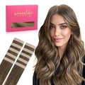 WENNALIFE Tape in Hair Extensions Human Hair Balayage Chocolate Brown to Caramel Blonde Tape in Extensions, 10pcs 30g 20 inch Remy Invisible Tape Ins Straight Soft Real Human Hair Tape in Extensions