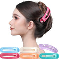 RC ROCHE 6 Pcs Flat Claw Hair Clips for Women Alligator French Barrette Long Thick Hair Duckbill Curved No Slip Grip Lay Flat Side Slide Firm Classic Styling, Large Pastel