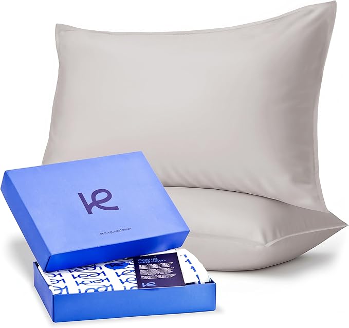 Kickoff Viscose Bamboo Pillowcase, King, Set of 2, 100% Organic Hidden Zippered Viscose Bamboo Pillow Case King Size, Cooling Pillow Cover for Hot Sleepers (20"x40", Dove Grey)