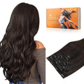 DOORES Human Hair Extensions Clip in Dark Brown 120g 7pcs 22 Inch Clip in Human Hair Extensions Real Natural Hair Straight