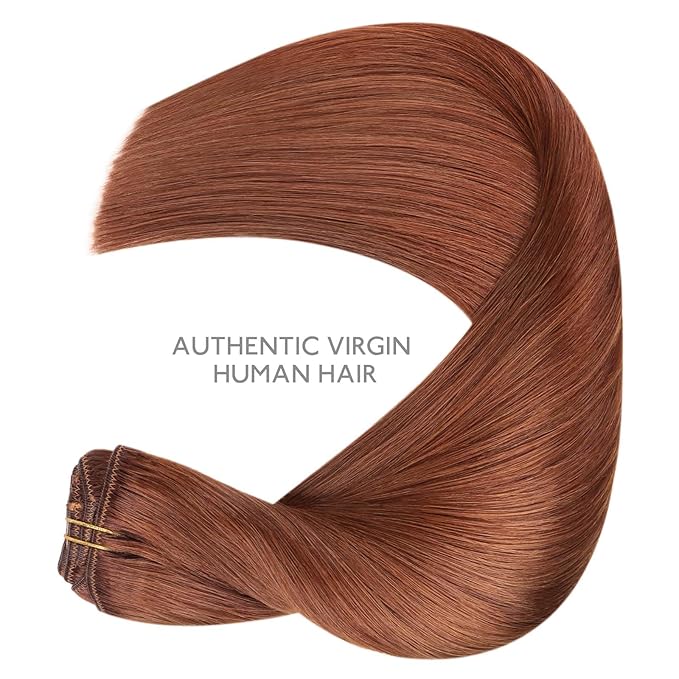 WENNALIFE Clip in Hair Extensions Real Human Hair, 18 Inch 150g 9pcs Dark Auburn Copper Remy Hair Thicker Double Weft Extensiones De Cabello Humano Con Clip Ins Straight Full Volume