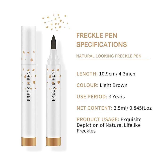 2 Pcs Freckle Pen Set, Natural Lifelike Fake Freckles Makeup Pen Magic Brown Color Freckles Makeup Tool Long-Lasting Waterproof Dot Spot Pen for Effortless Sunkissed Makeup (Light Brown)