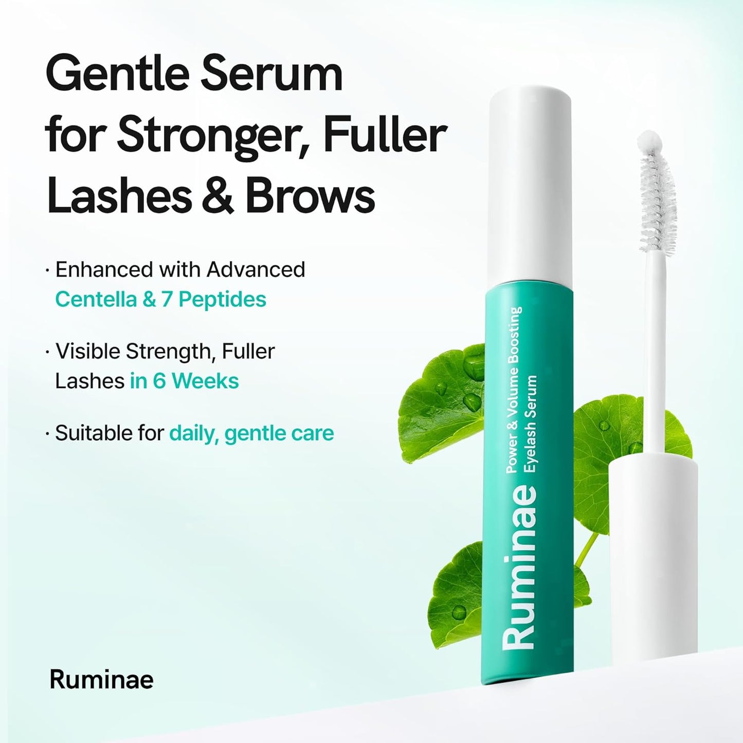 Korean Lash Serum for Fuller, Thicker Lashes | Daily Eyelash & Eye Brow Growth Booster with Biotin, Centella, Peptides, Hyaluronic Acid | Prostaglandin-Free, Vegan, Non-Irritating, 0.3 fl oz