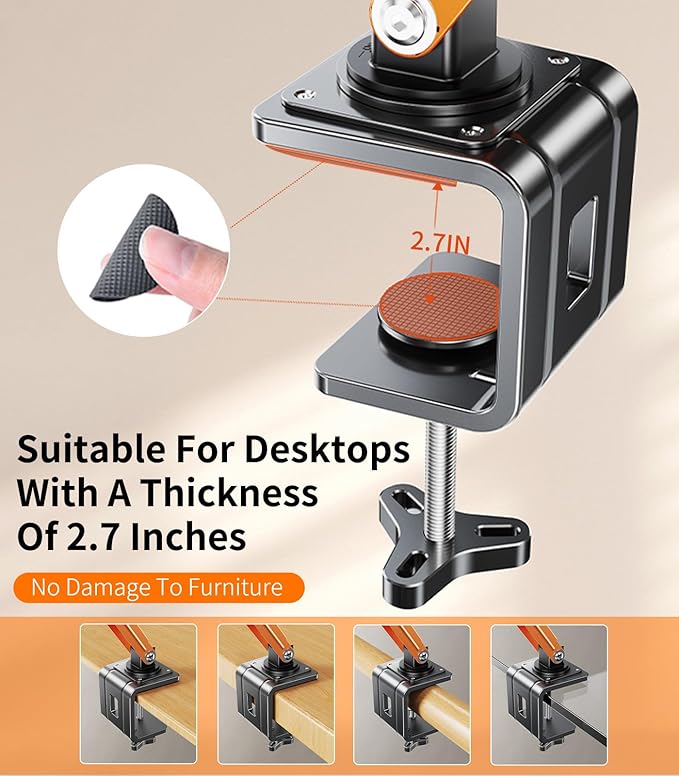 Desktop Hair Dryer Stand with Free Phone/Tablet Clip, Hair Dryer Stand Hands Free,Metal Material. Adjustable Hair Dryer Hanger for Vanity, Countertop, Bedside,Practical Gift for Elderly