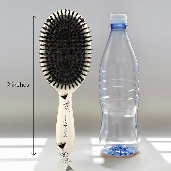 FRAMAR Soft Boar Bristle Hair Brush For Women – Boars Hair Brush For Women, Boar Brush For Fine Hair, Hairbrush For Fine Hair, Soft Bristle Brush For Slick Back, Volume and Shine - Espresso Martini