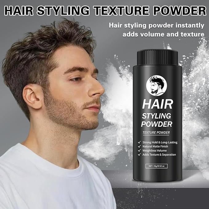DAMUSI Hair Styling Powder for Men & Women - Volumizing and Texturizing Powder Matte Finish Natural Look Mattifying Hair TexturePowder All-Day Hold(3PCS)