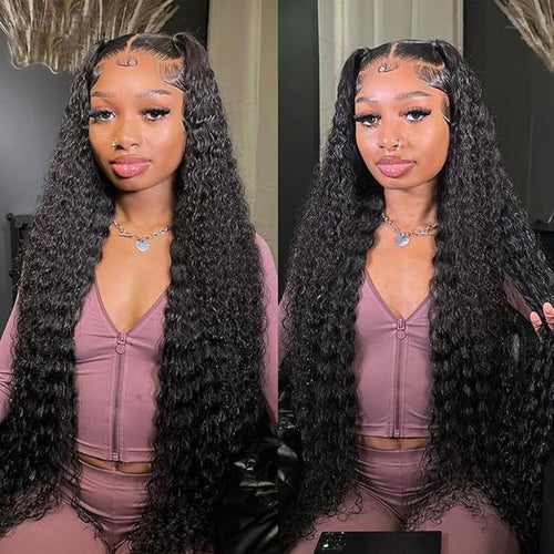 32 Inch Deep Wave Lace Front Wigs Human Hair 200% Density 13x6 HD Lace Frontal Wigs Glueless Wigs 100% Real Human Hair No Synthetic Blend No Shedding No Tangle Triple Lifespan 3X