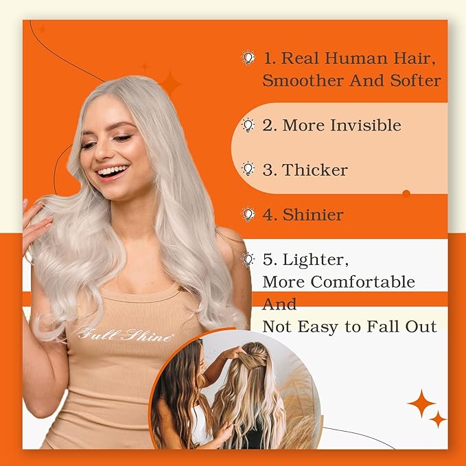 Full Shine Tape in Hair Extensions Human Hair Blonde Color 1000 Tape Extensions Silky Straight Remy Hair Extensions Real Human Hair Double Sided Tapes Brazilian 50 Grams 24 Inch 20Pcs Add Length