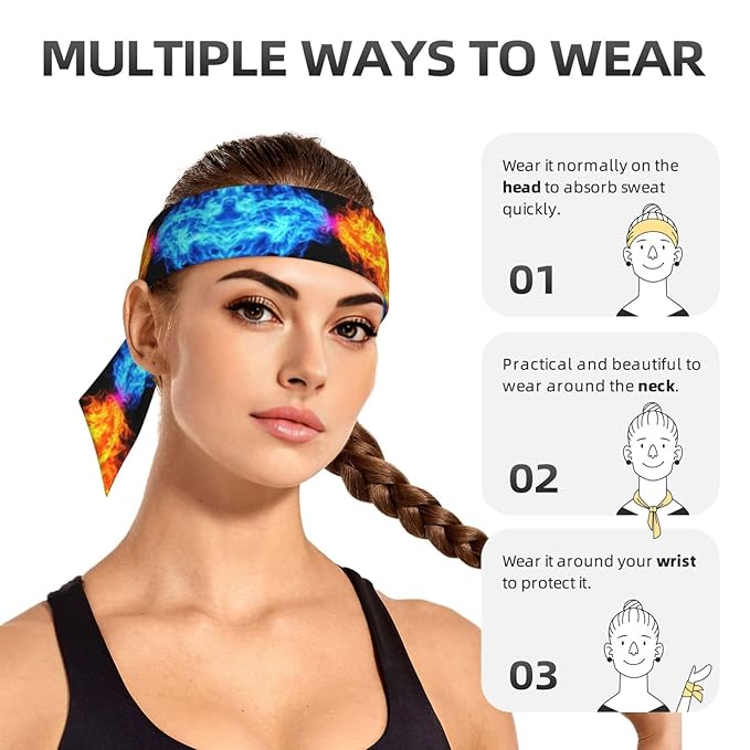 Men's Women Red Blue Fire Sports Sweat Band Multi Style Fashion Head Ribbon Headwear for Yoga Fitness Shower