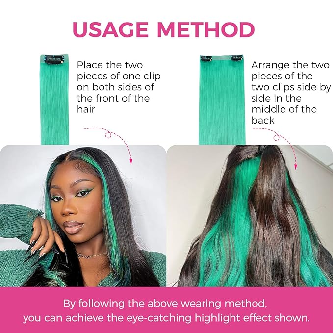 Lashey Seamless Clip in Hair Extensions Human Hair 4pcs 37g Green 16 Inch Straight Hair Extensions Clip ins with PU Soft Invisi Edge