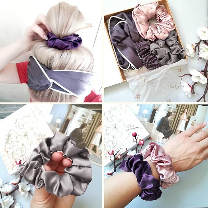 LILYSILK Silk Hair Scrunchies/Ties for Frizz & Breakage Prevention, 100% Mulberry, No Damage, Elastic ponytail Holders, 1Pc, Pale Turquoise