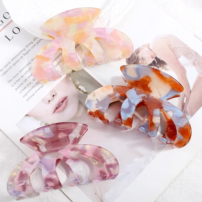 Jayongnee Clips for Women - Octopus Claw Clip - Hair Clips for Long and Thick Hair, Non-Slip Big Claw Strong Hold Hair Unbreakable 3 PCS (claw clip-B)