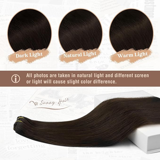 Ve Sunny Clip in Hair Extensions Real Human Hair Dark Brown Hair Extensions Clip ins Long Natural Hair Extensions Human Hair Clip in Soft and Silky 120g 7pcs 22inch