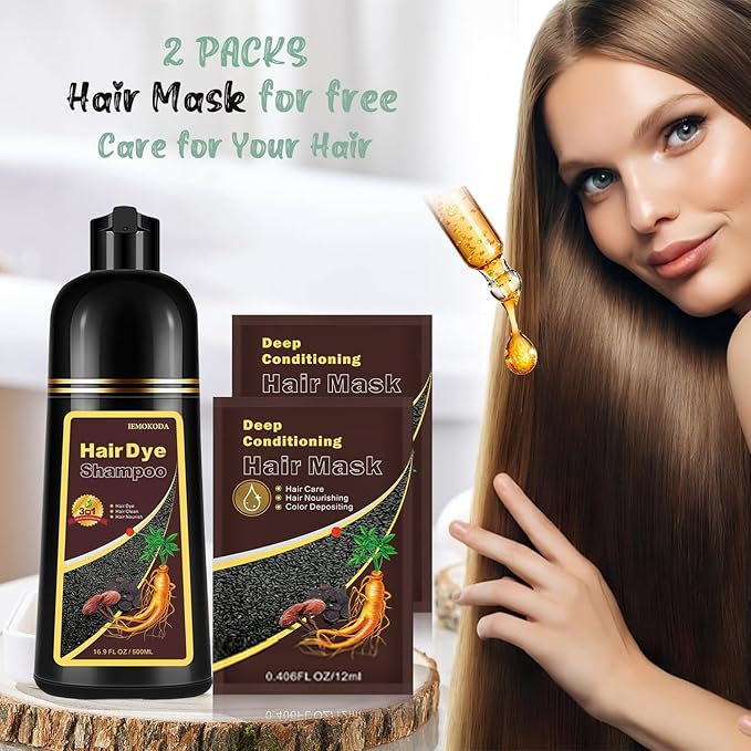 Coffee Hair Dye Shampoo - Color in Minutes, Long Lasting, For All Hair Types (Brown)