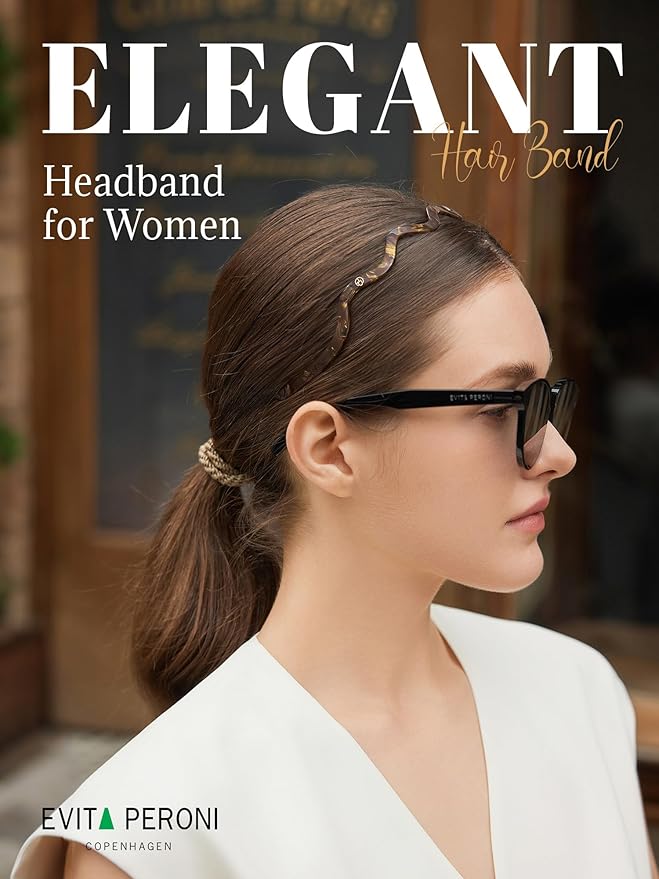 EVITA PERONI Wavy Glasses Headband Hair Band Designed for Eyewear, Comfortable Headbands for Women Fashion Thin Headbands Non Slip No Pressure, No Headache