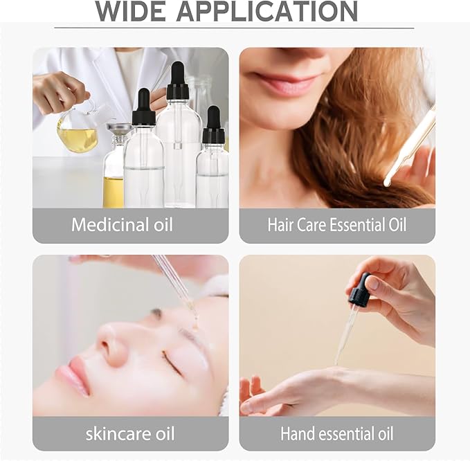 1 oz Glass Dropper Bottles,4 Pack 30ml Empty Reusable Leak Proof Thick Tincture Bottles for Essential Oils,Hair Oil,Liquids,Laboratory,Pharmacist Bottle,Massage,Perfumery Aromatherapy