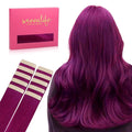 WENNALIFE Tape in Hair Extensions Human Hair Violet Tape in Extensions, 10pcs 25g 14 inch Remy Invisible Tape Ins Straight Colored Soft Real Human Hair Tape in Extensions Refill Set Extensions