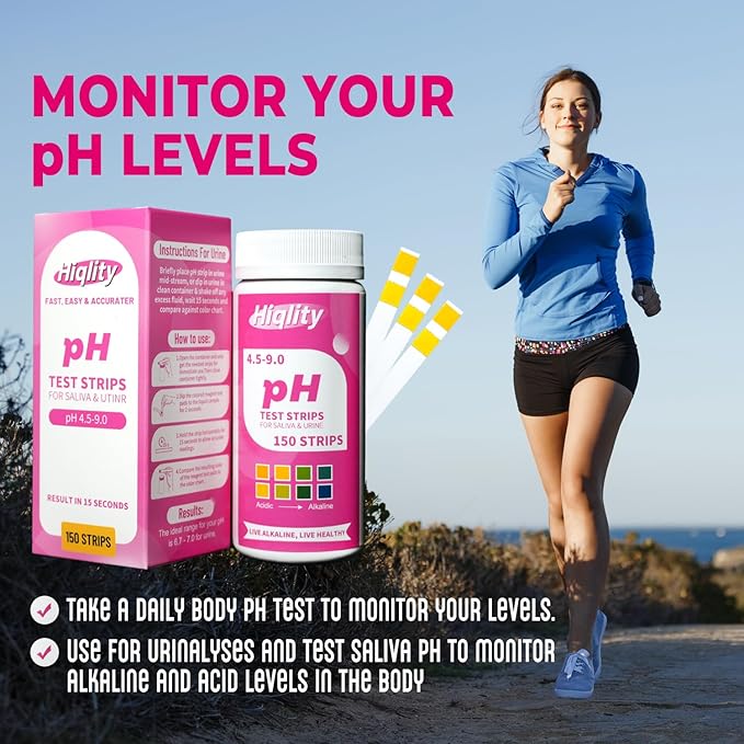 pH Test Strips – 150 Count – pH Range 4.5–9 – for Urine and Saliva – Litmus Paper, pH Paper for Women and Male, and pH Balance Testing,Home Use